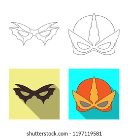 Isolated object of hero and mask sign. Set of hero and superhero vector icon for stock.