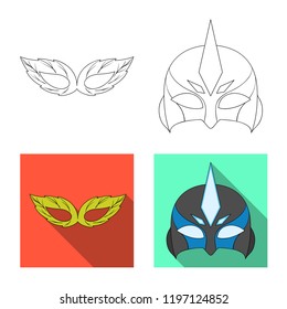 Isolated object of hero and mask sign. Collection of hero and superhero vector icon for stock.