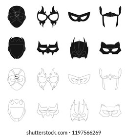 Isolated object of hero and mask sign. Set of hero and superhero stock vector illustration.