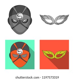 Isolated object of hero and mask sign. Set of hero and superhero vector icon for stock.