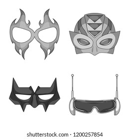 Isolated object of hero and mask sign. Set of hero and superhero stock symbol for web.
