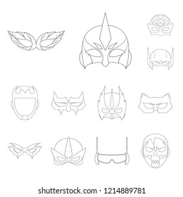 Isolated object of hero and mask sign. Set of hero and superhero stock symbol for web.