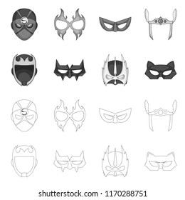 Isolated object of hero and mask symbol. Collection of hero and superhero vector icon for stock.