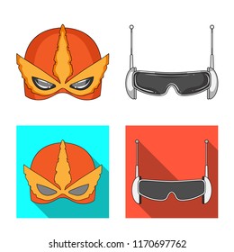 Isolated object of hero and mask symbol. Set of hero and superhero stock vector illustration.