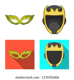 Isolated object of hero and mask symbol. Set of hero and superhero stock vector illustration.