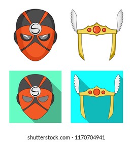 Isolated object of hero and mask symbol. Set of hero and superhero vector icon for stock.