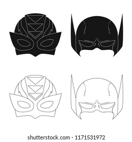 Isolated object of hero and mask symbol. Set of hero and superhero stock vector illustration.