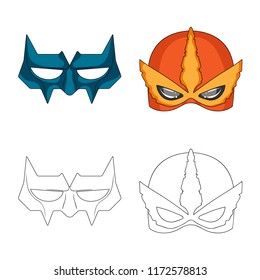 Isolated object of hero and mask symbol. Collection of hero and superhero stock vector illustration.
