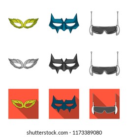 Isolated object of hero and mask symbol. Collection of hero and superhero vector icon for stock.