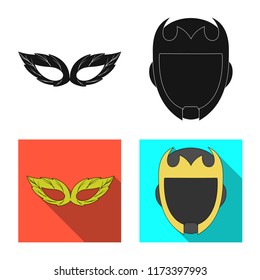 Isolated object of hero and mask symbol. Collection of hero and superhero vector icon for stock.