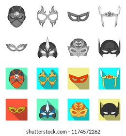 Isolated object of hero and mask symbol. Set of hero and superhero vector icon for stock.