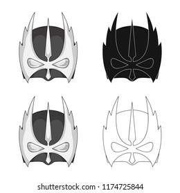 Isolated object of hero and mask symbol. Collection of hero and superhero vector icon for stock.