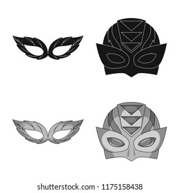 Isolated object of hero and mask symbol. Set of hero and superhero stock vector illustration.