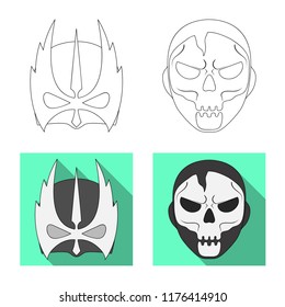 Isolated object of hero and mask symbol. Set of hero and superhero stock vector illustration.
