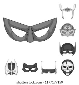 Isolated object of hero and mask symbol. Set of hero and superhero vector icon for stock.