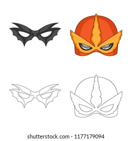 Isolated object of hero and mask symbol. Collection of hero and superhero vector icon for stock.