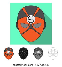 Isolated object of hero and mask symbol. Collection of hero and superhero stock vector illustration.