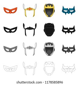 Isolated object of hero and mask symbol. Set of hero and superhero vector icon for stock.