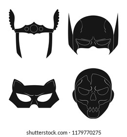 Isolated object of hero and mask symbol. Set of hero and superhero vector icon for stock.