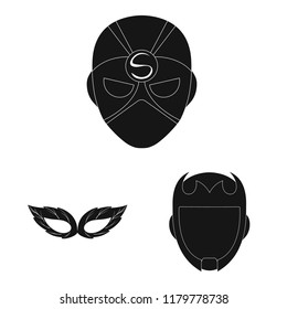 Isolated object of hero and mask symbol. Collection of hero and superhero vector icon for stock.
