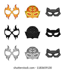 Isolated object of hero and mask symbol. Set of hero and superhero stock vector illustration.