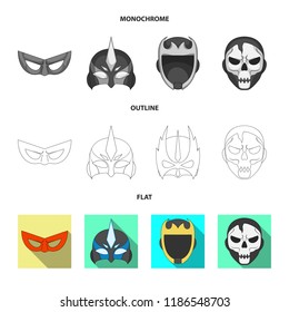 Isolated object of hero and mask symbol. Collection of hero and superhero vector icon for stock.