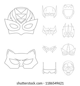 Isolated object of hero and mask symbol. Set of hero and superhero stock vector illustration.