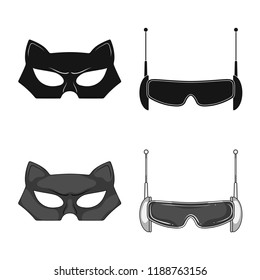 Isolated object of hero and mask symbol. Set of hero and superhero vector icon for stock.