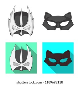 Isolated object of hero and mask symbol. Set of hero and superhero vector icon for stock.