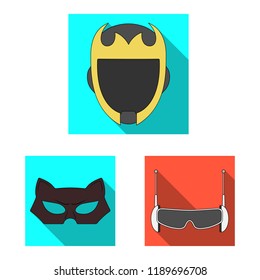 Isolated object of hero and mask symbol. Set of hero and superhero stock symbol for web.