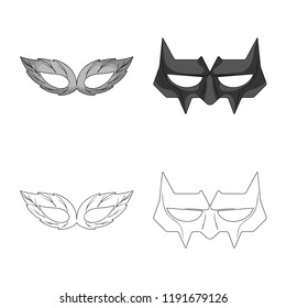 Isolated object of hero and mask symbol. Set of hero and superhero vector icon for stock.