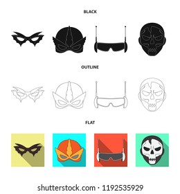 Isolated object of hero and mask symbol. Collection of hero and superhero stock vector illustration.