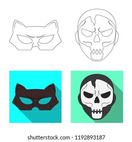 Isolated object of hero and mask symbol. Collection of hero and superhero stock symbol for web.