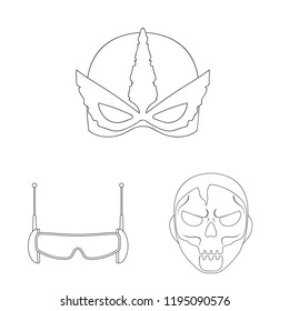 Isolated object of hero and mask symbol. Collection of hero and superhero stock vector illustration.