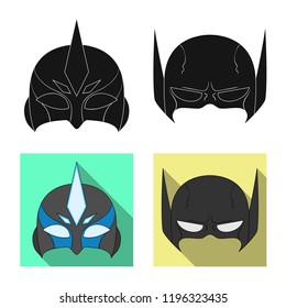 Isolated object of hero and mask symbol. Collection of hero and superhero vector icon for stock.