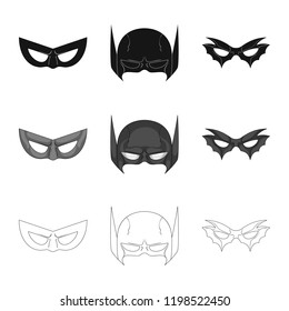 Isolated object of hero and mask symbol. Set of hero and superhero stock vector illustration.