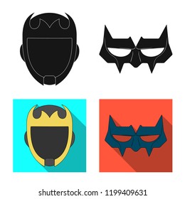 Isolated object of hero and mask symbol. Set of hero and superhero vector icon for stock.