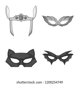 Isolated object of hero and mask symbol. Collection of hero and superhero stock symbol for web.
