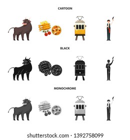Isolated object of  and historic icon. Collection of  and country vector icon for stock.