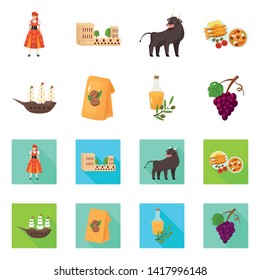 Isolated object of  and historic icon. Collection of  and country stock vector illustration.