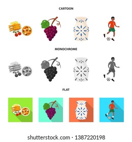 Isolated object of  and historic icon. Set of  and country vector icon for stock.