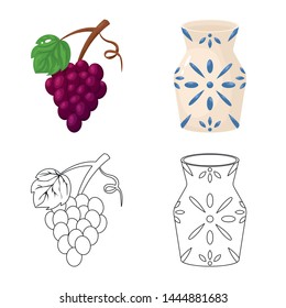 Isolated object of and historic icon. Set of and country stock symbol for web.