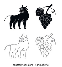 Isolated object of and historic icon. Set of and country stock vector illustration.
