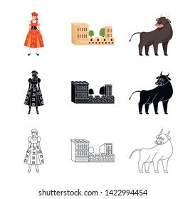 Isolated object of  and historic logo. Collection of  and country vector icon for stock.
