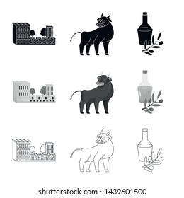 Isolated object of and historic logo. Collection of and country vector icon for stock.