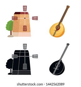Isolated object of and historic sign. Collection of and country vector icon for stock.
