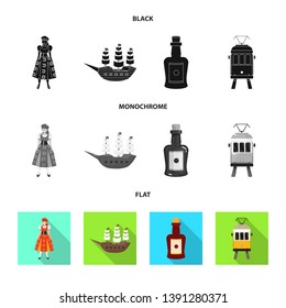Isolated object of  historic symbol. Collection of  and country vector icon for stock.