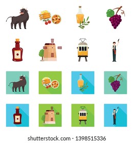 Isolated object of  and historic symbol. Collection of  and country stock symbol for web.