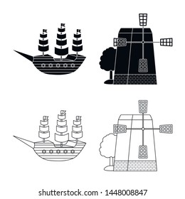 Isolated object of and historic symbol. Set of and country stock symbol for web.