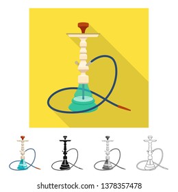 Isolated object of hookah and shisha  sign. Set of hookah and accessory stock symbol for web.